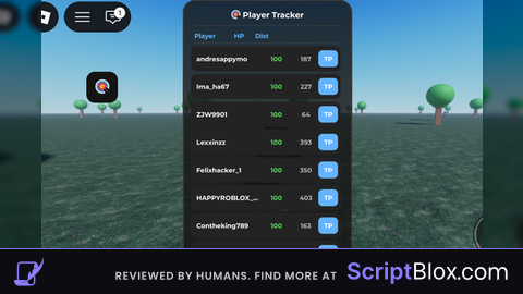 List of players with tp health and distance