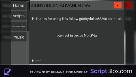 g00byd0lan advanced SS require