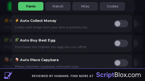 Capybaras vs Plants Script Hub Multiple Features
