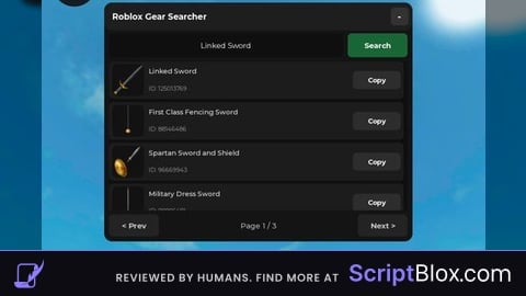 Roblox Gear Searcher Script