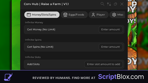 OP SCRIPT INF MONEY, SLOTS, SPINS, EGGS AND FOOD