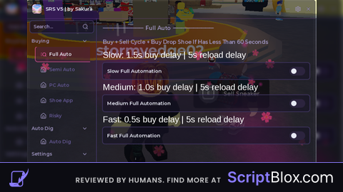 srs auto buy and auto sell with auto dig