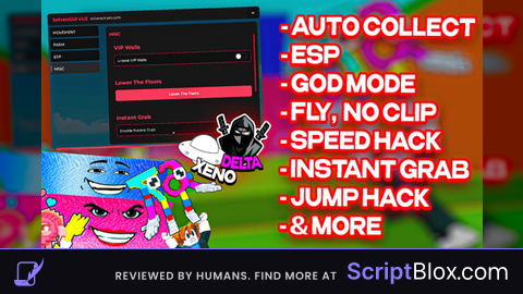 SolvexGUI Auto Collect Farm ESP God Mode Fly Instant Grab