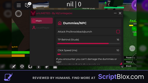unLIMETED Script Keyless Auto Attack