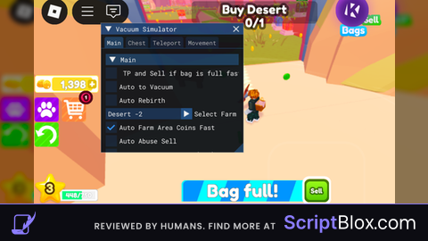 VACUUM Simulator Script Auto get coins Free Script And More