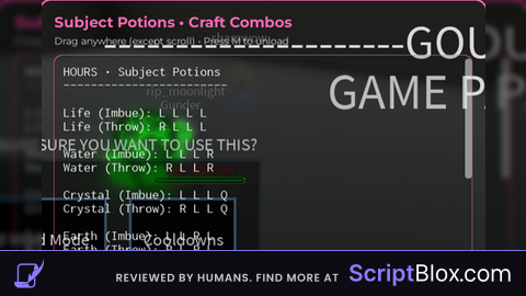 Subject Potion Sheet