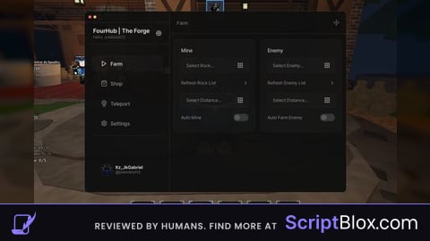 FourHub No Key AutoMine AutoFarm SellAll Teleporter
