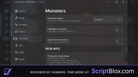 Script Auto Farm, Auto Forge Vxeze Hub