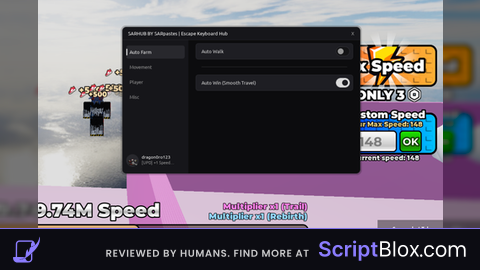 Speed Keyboard Escape AutoWin AutoWalk Undetected Script