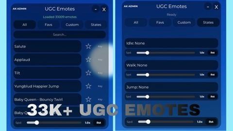 33K AND MORE UGC EMOTES AK ADMIN - Universal script preview