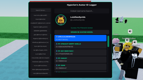 Hyperions Avatar ID Logger - Universal script preview