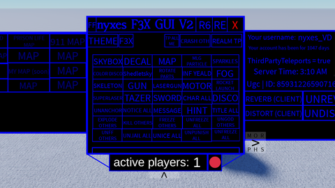 nyxes F3X gui original V2 - Universal script preview