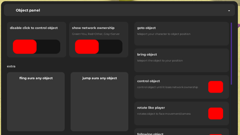 Fe Control Object panel - Unknown script preview