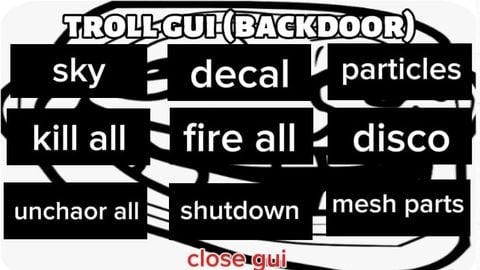 Troll gui backdoor only - Unknown script preview