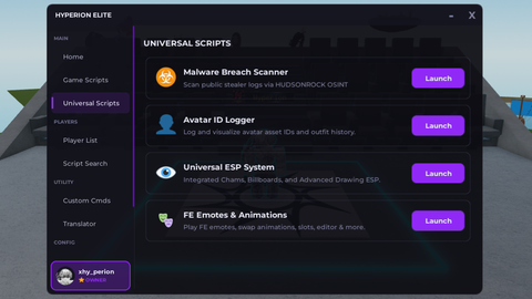 HYPERION ELITE Script HUB by xhy_perion - Universal script preview