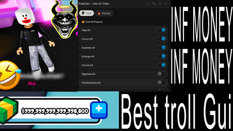 OP TROLL and INF MONEY GUI 2026 - Like or Pass script preview