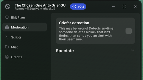 TCO Anti Grief GUI   Bkit fixer and griefer delete detection - The Chosen One script preview