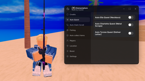 Auto Farm Collect Fishing etc l Made by me l Lunariel - [⚔️] Elementalism script preview