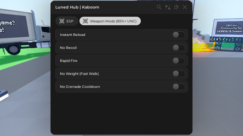 Luned Hub | Rapid Fire, ESP, Instant Reload, No Recoil etc. - 💥KABOOM! script preview