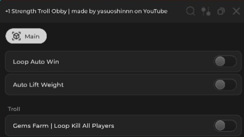 Loop kill players and more - +1 Strength Troll Obby 💪 script preview