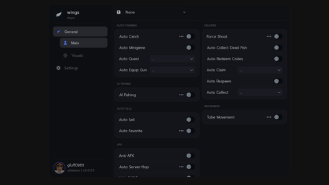 KEYSLESS wings Auto Catch Auto Farming Auto Quest - Abyss [🍄GLOOM SPORE] script preview