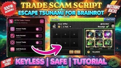 Escape Tsunami for brainrod script trade scam - Escape Tsunami For Brainrots! script preview