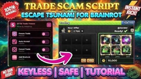 Escape Tsunami for brainrod script trade scam - Escape Tsunami For Brainrots! script preview