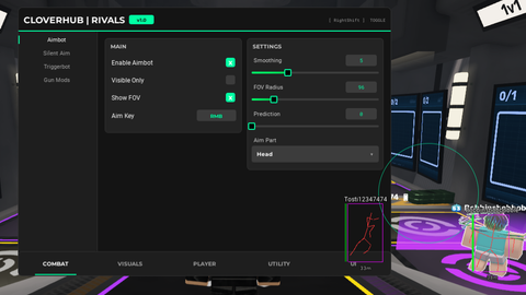 CloverHUB SILENT AIM AIMBOT ESP FLY GUN MODS - [🍀] RIVALS script preview