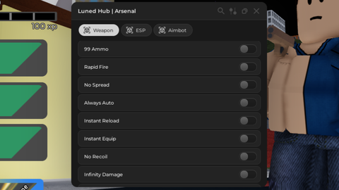 Luned Hub | Inf Damage, Rapid Fire, Instant Reload, ESP etc. - Arsenal script preview