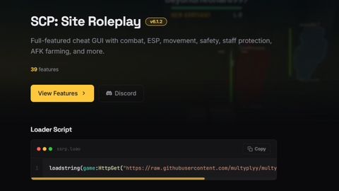 MultyHub silent aim inf stamina afk farm and more - SCP: Site Roleplay script preview