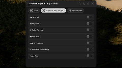 Luned Hub | Infinity Ammo, FireRate Multiplier, Fly etc. - Hunting Season [BETA] script preview