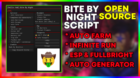 Open Source - Nullix Hub - [BETA🎭] Bite By Night script preview
