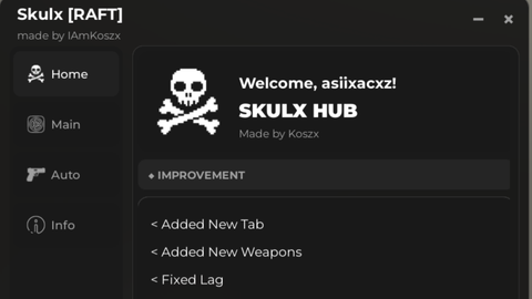 Skulx OP Script Keyless - 🐙 Raft 101 Survival script preview