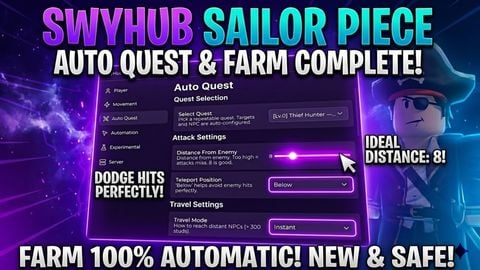 SwyHub Auto Farm Auto Quest Auto Dash Auto Dungeon and More - [🍀2x Luck🍀] Sailor Piece script preview