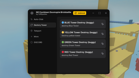 NO CD DOOMSPIRE BRICKBATTLE I autowin I autoclick and mote - No Cooldown Doomspire Brickbattle script preview