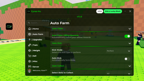 Auto farm - no key - Kick a Lucky Block script preview