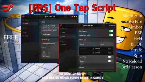Auto Fire with third person and silent aim and more - [FPS] One Tap script preview